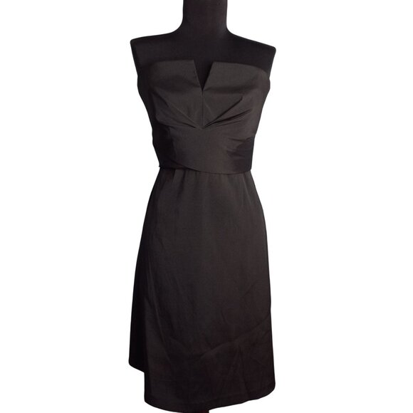 White House Black Market Size 6 Dress Strapless Black Polyester Blend Lined - Picture 1 of 8